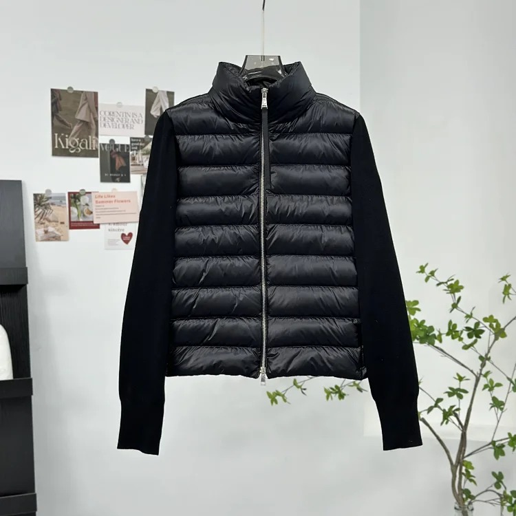 Quilted padded zipper knitted cardigan with NFC 1:1 correct version image 5