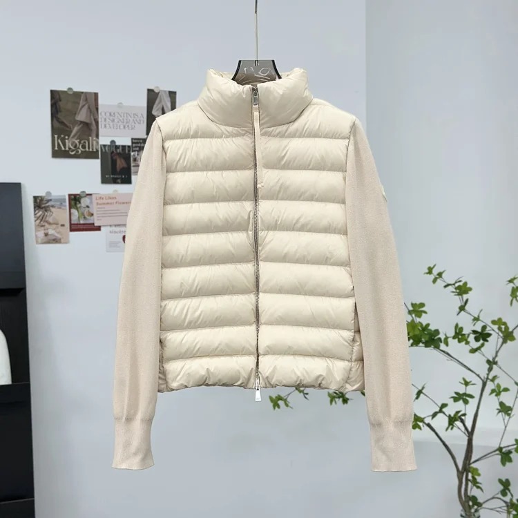 Quilted padded zipper knitted cardigan with NFC 1:1 correct version image 6