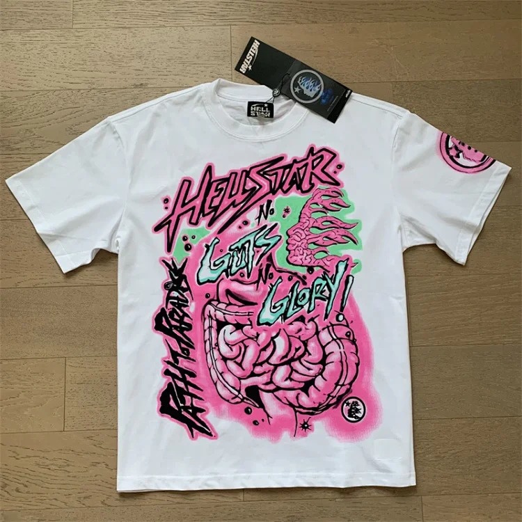 HELLSTAR Smiley men's and women's large size loose short-sleeved round neck T-shirt retro versatile casual half-sleeve image 2