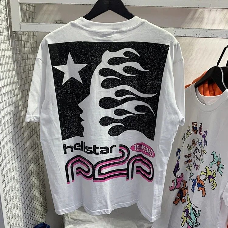 HELLSTAR Smiley men's and women's large size loose short-sleeved round neck T-shirt retro versatile casual half-sleeve image 3