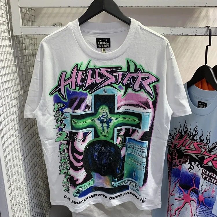 HELLSTAR Smiley men's and women's large size loose short-sleeved round neck T-shirt retro versatile casual half-sleeve image 6