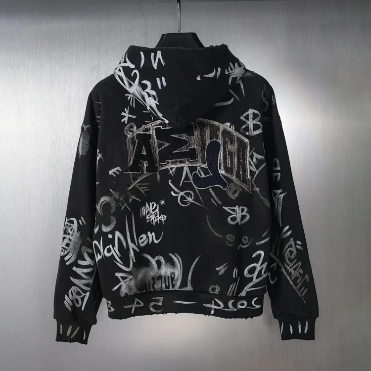 Graffiti hooded sweatshirt set