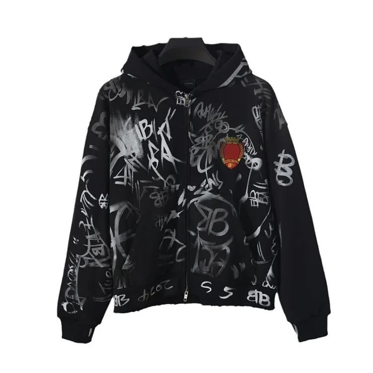 Graffiti hooded sweatshirt set