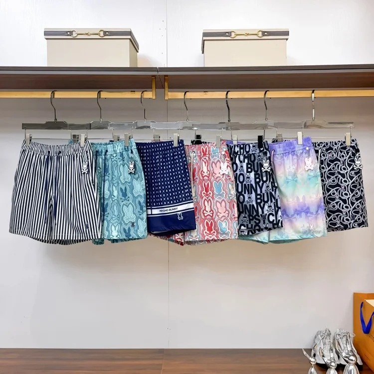 Skeleton Rabbit Psycho Bunny Surf Casual Beach Pants Micro-elastic Patterned Quick-drying European and American Style Men's Home Shorts