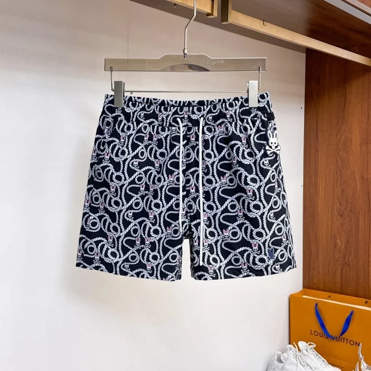 Skeleton Rabbit Psycho Bunny Surf Casual Beach Pants Micro-elastic Patterned Quick-drying European and American Style Men's Home Shorts