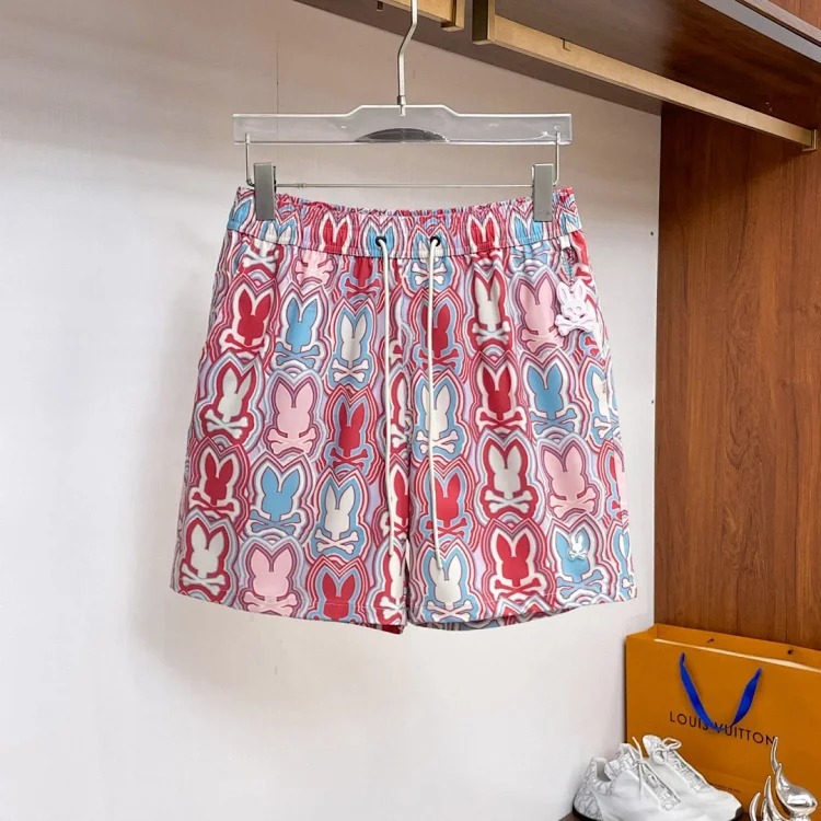 Skeleton Rabbit Psycho Bunny Surf Casual Beach Pants Micro-elastic Patterned Quick-drying European and American Style Men's Home Shorts