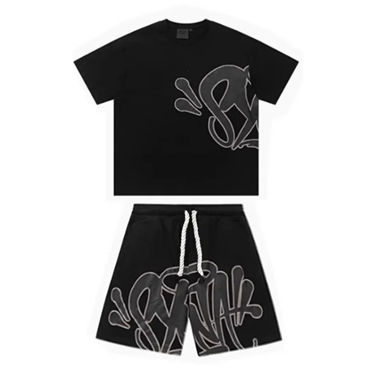 Syn American loose short-sleeved shorts for men and women trendy hip-hop street couple casual suits