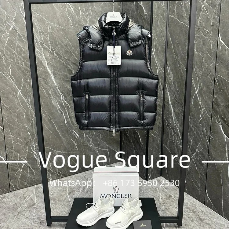 Mon hooded vest down jacket, detachable, the surface of the body is made of nylon velvet with large and fluffy