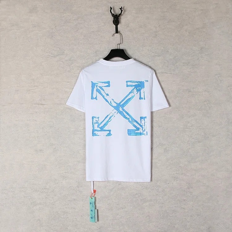 Off White OFF-WHITE blue arrow printed round neck large size loose pullover short-sleeved T-shirt for men summer image 2