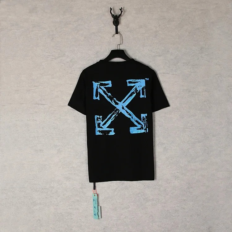 Off White OFF-WHITE blue arrow printed round neck large size loose pullover short-sleeved T-shirt for men summer image 3