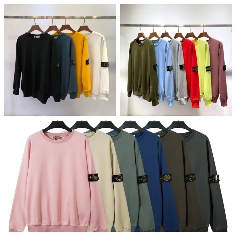 RS30 solid color round neck badge long-sleeved sweatshirt pullover sweatshirt for men and women collection