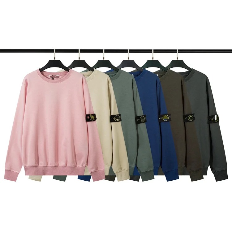 RS30 solid color round neck badge long-sleeved sweatshirt pullover sweatshirt for men and women collection