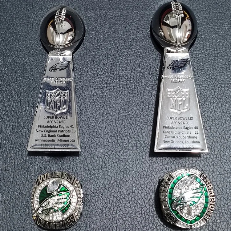 Cross-border hot selling NFL 2017-2025 Philadelphia Eagles championship ring high-end trophy wooden box gift box set