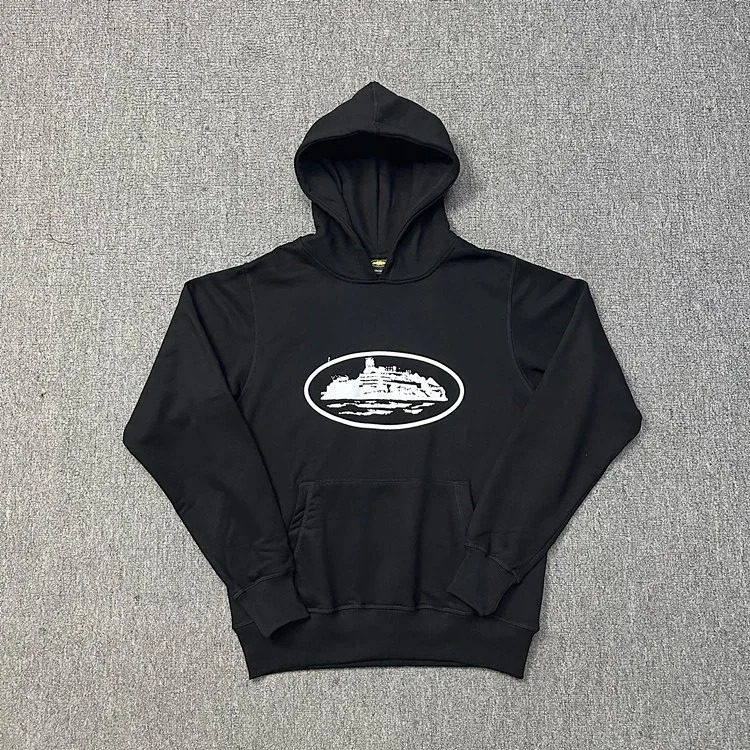 Corteiz Alcatraz velvet hooded sweatshirt street hip-hop fashion set simple versatile sports sweatpants trendy image 2