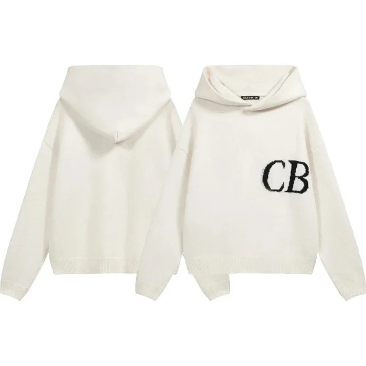 CB minimalist letter jacquard crew neck sweater