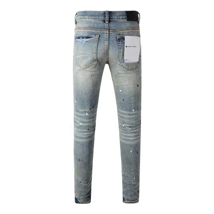 Purple American high street ripped patch trendy retro straight jeans image 3