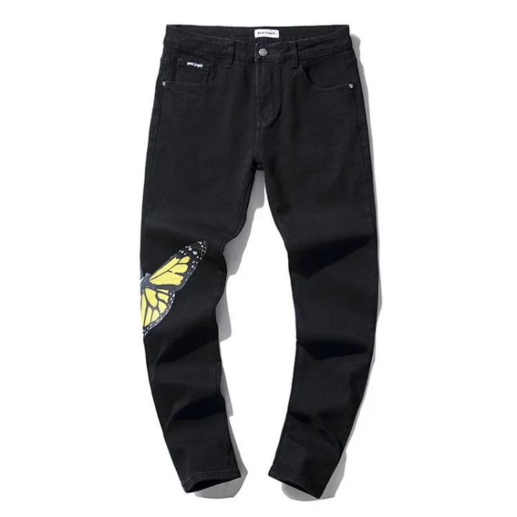 Purple American high street ripped patch trendy retro straight jeans image 5