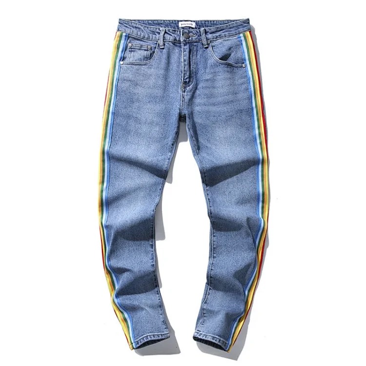 Purple American high street ripped patch trendy retro straight jeans image 6