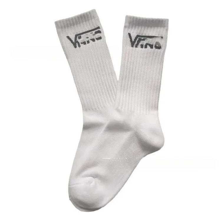 VANS towel-soled socks, men's and women's high-top skateboard socks, classic black and white long-tube sports basketball socks, men's and women's trendy socks