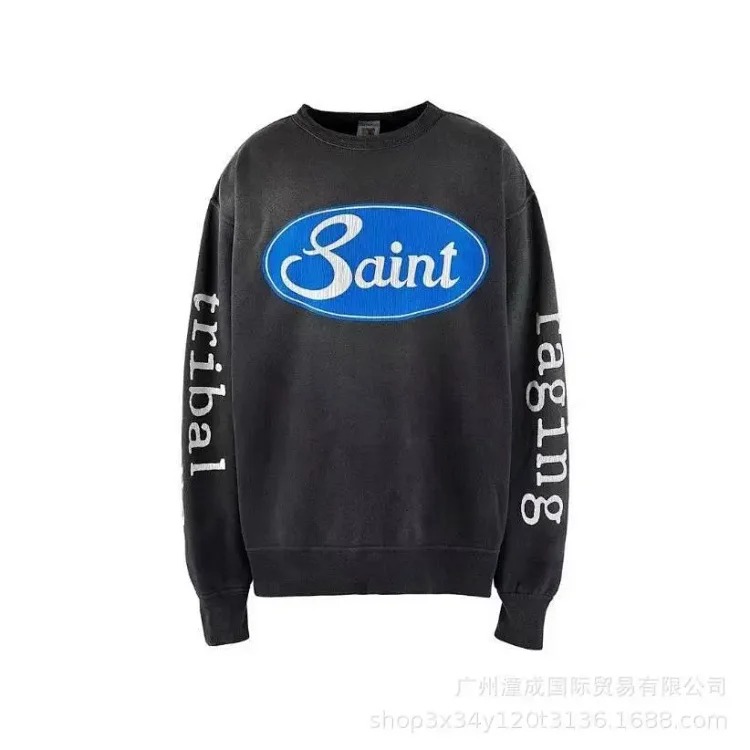 Sa distressed destroyed hot diamond skeleton cracked printed men's and women's sweatshirt hoodie washed and distressed image 4