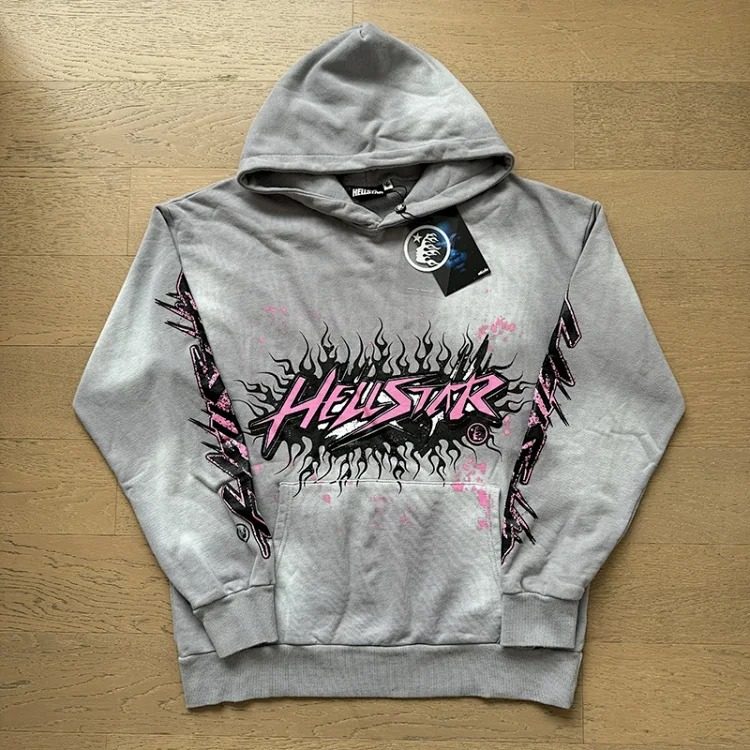 HELLSTAR washed distressed hoodies for men and women and teenagers couple sweatshirts image 6