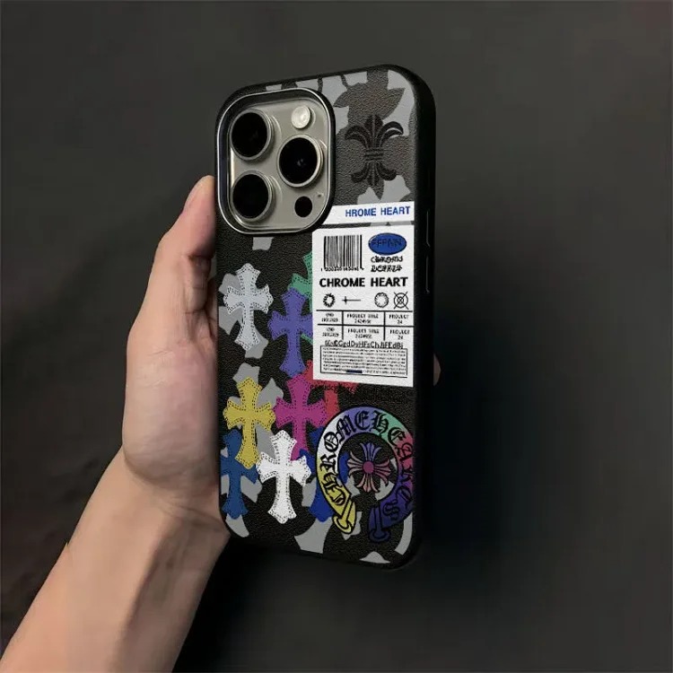 Color cross suitable for Apple 16promax mobile phone case iphone15 protective cover 13 litchi pattern 12 soft shell