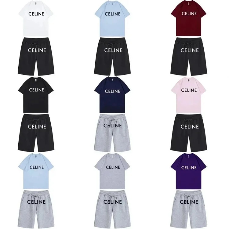 C style printed letters for men and women same style pure cotton suit casual sports versatile T-shirt + shorts