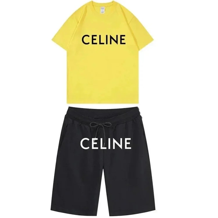 C style printed letters for men and women same style pure cotton suit casual sports versatile T-shirt + shorts image 4