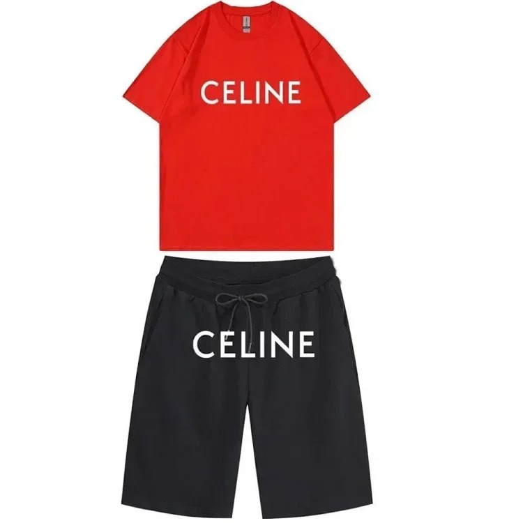 C style printed letters for men and women same style pure cotton suit casual sports versatile T-shirt + shorts image 5