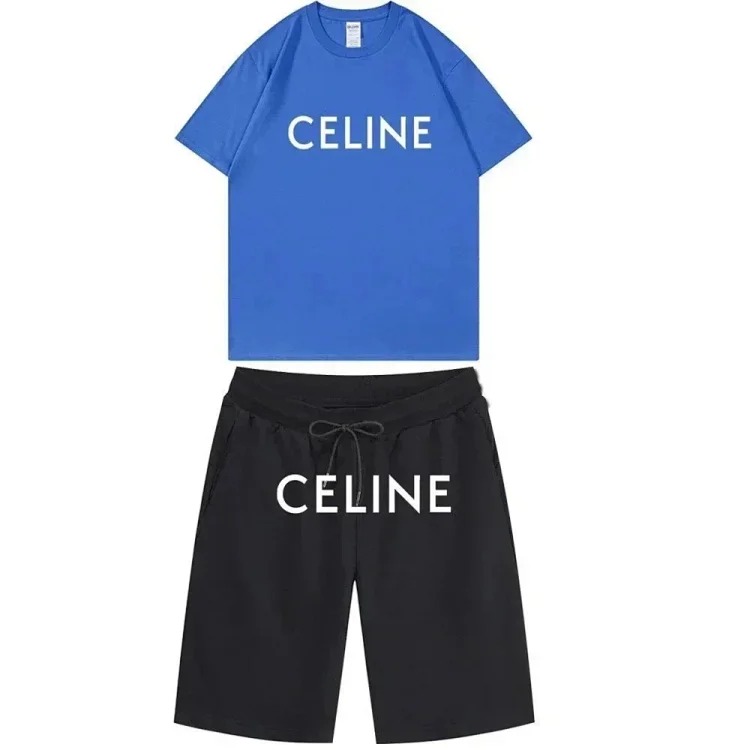 C style printed letters for men and women same style pure cotton suit casual sports versatile T-shirt + shorts image 6