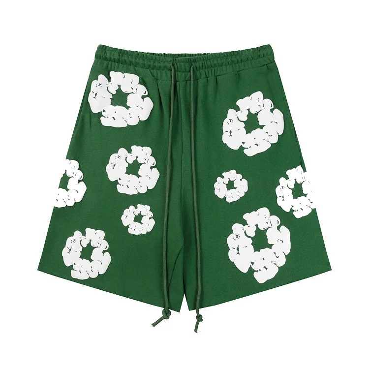 Flower short sleeve shorts cotton