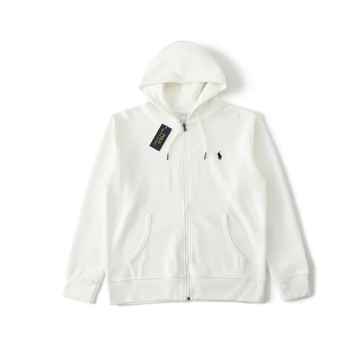 Ralph Lauren Men's Classic Pony Logo Casual Solid Color Zipper Hooded Sweatshirt Jacket