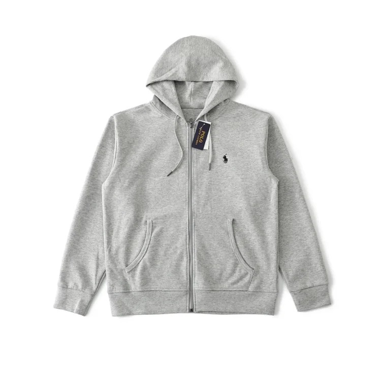 Ralph Lauren Men's Classic Pony Logo Casual Solid Color Zipper Hooded Sweatshirt Jacket