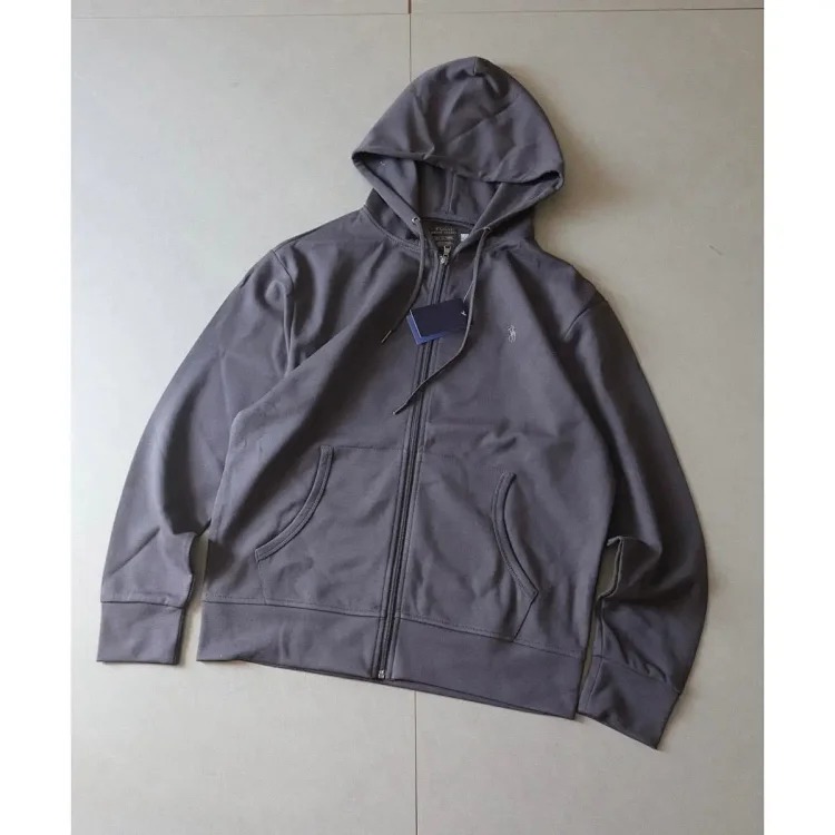 Ralph Lauren Men's Classic Pony Logo Casual Solid Color Zipper Hooded Sweatshirt Jacket