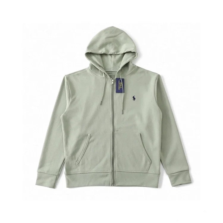 Ralph Lauren Men's Classic Pony Logo Casual Solid Color Zipper Hooded Sweatshirt Jacket