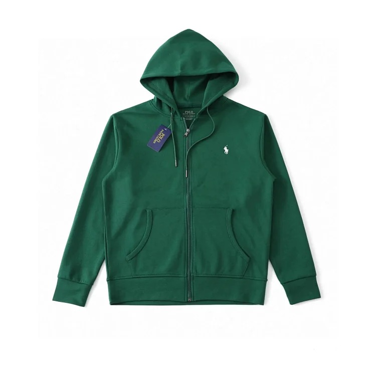 Ralph Lauren Men's Classic Pony Logo Casual Solid Color Zipper Hooded Sweatshirt Jacket