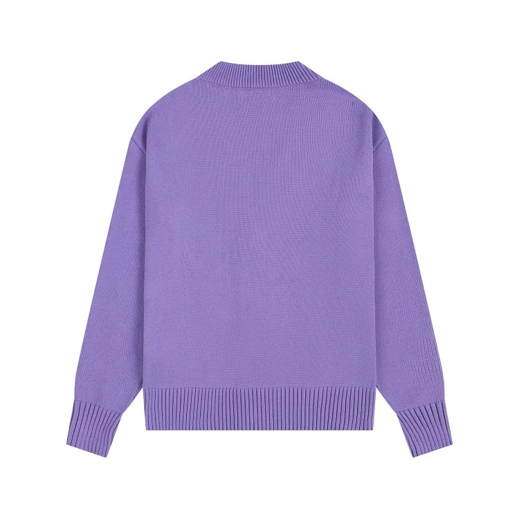 Ami classic love embroidered cardigan knitted sweater loose style for men and women