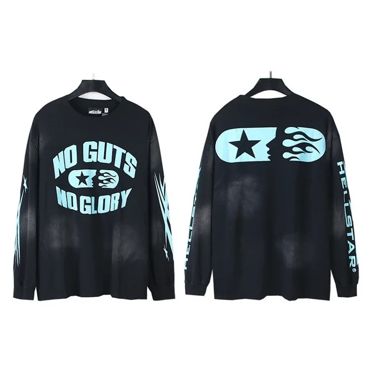 Hellstar men's and women's couple wear large size loose pullover long-sleeved T-shirt for teenagers image 2