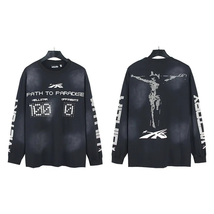 Hellstar men's and women's couple wear large size loose pullover long-sleeved T-shirt for teenagers image 5