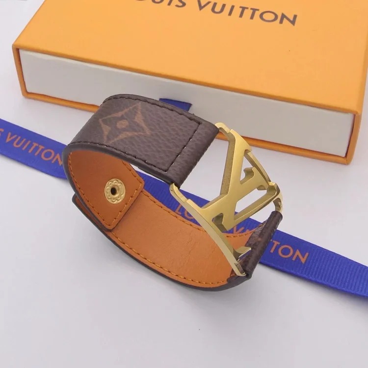 L black floral leather bracelet