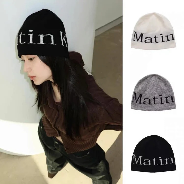 Korean trendy brand matin kim hat Jang Kyu-jin same style MK letter woolen hat knitted hat matinkim