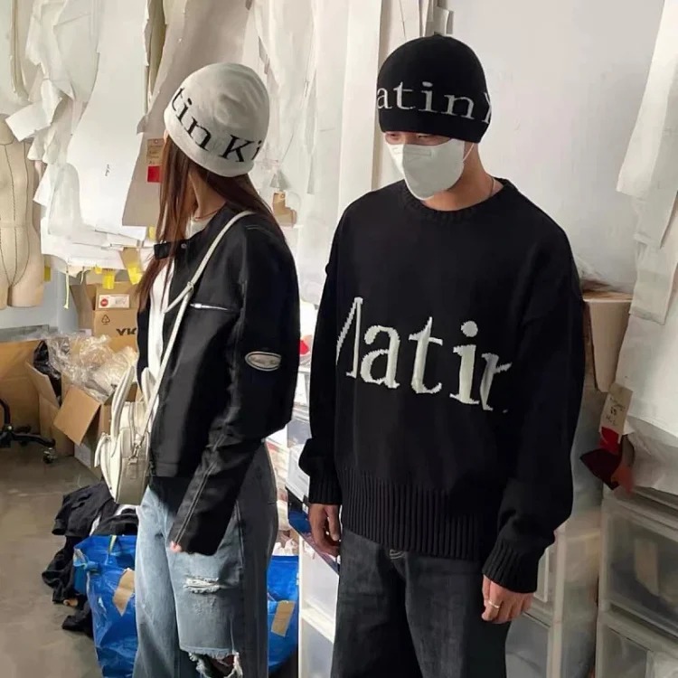 Korean trendy brand matin kim hat Jang Kyu-jin same style MK letter woolen hat knitted hat matinkim
