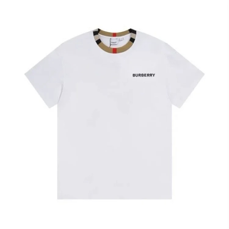 Br plaid color block round neck letter embroidery long sleeve round neck T-shirt short sleeve