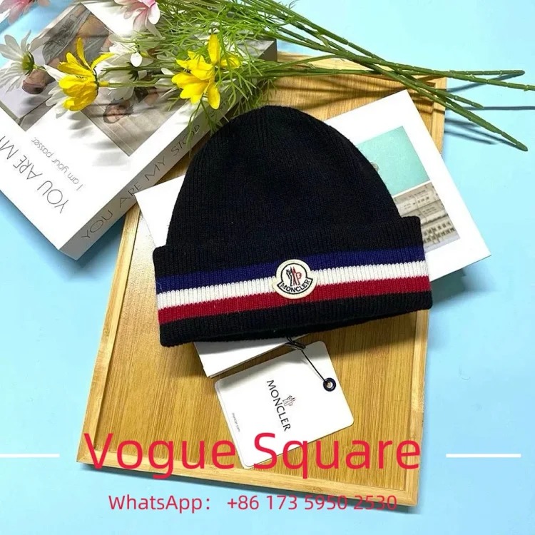 Mon genuine wool-blend color-block knit hat image 2
