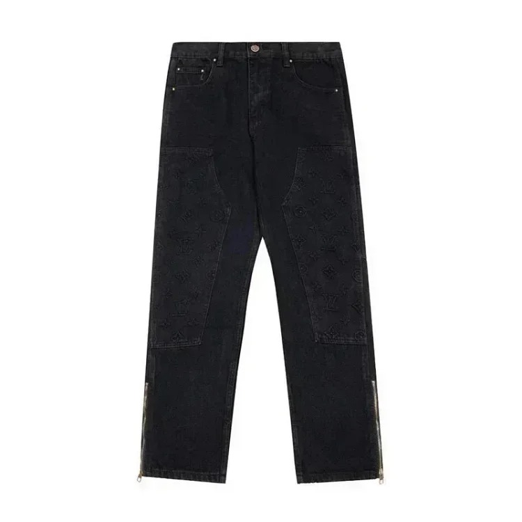 YS77-2025 of washed ripped patchwork jeans image 3