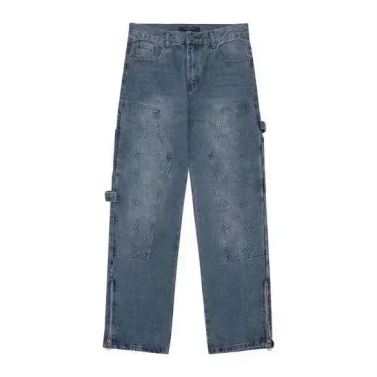 YS77-2025 of washed ripped patchwork jeans image 4