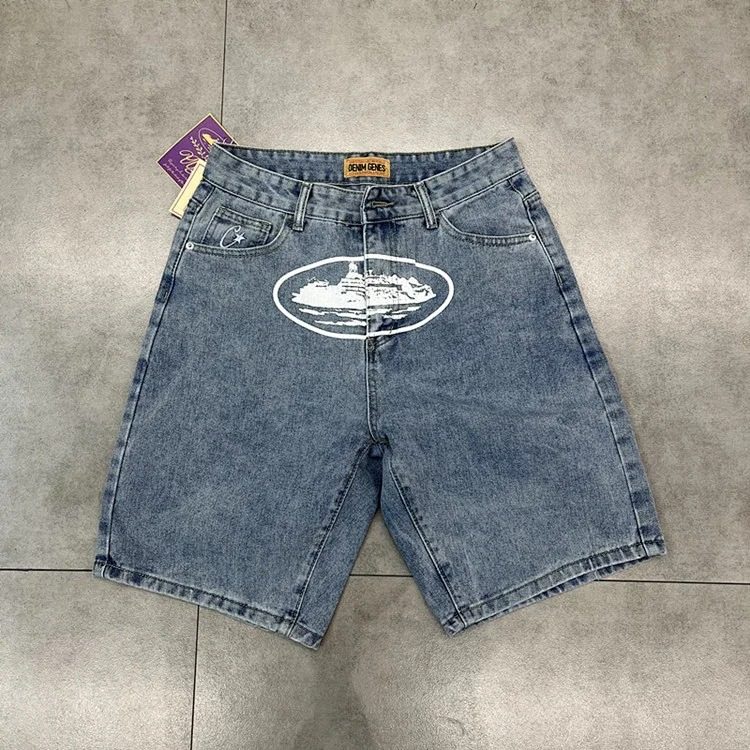 Corteiz Embroidered Five-Pointed Star Denim Shorts Men's Loose Casual Five-Point Pants Trendy image 6