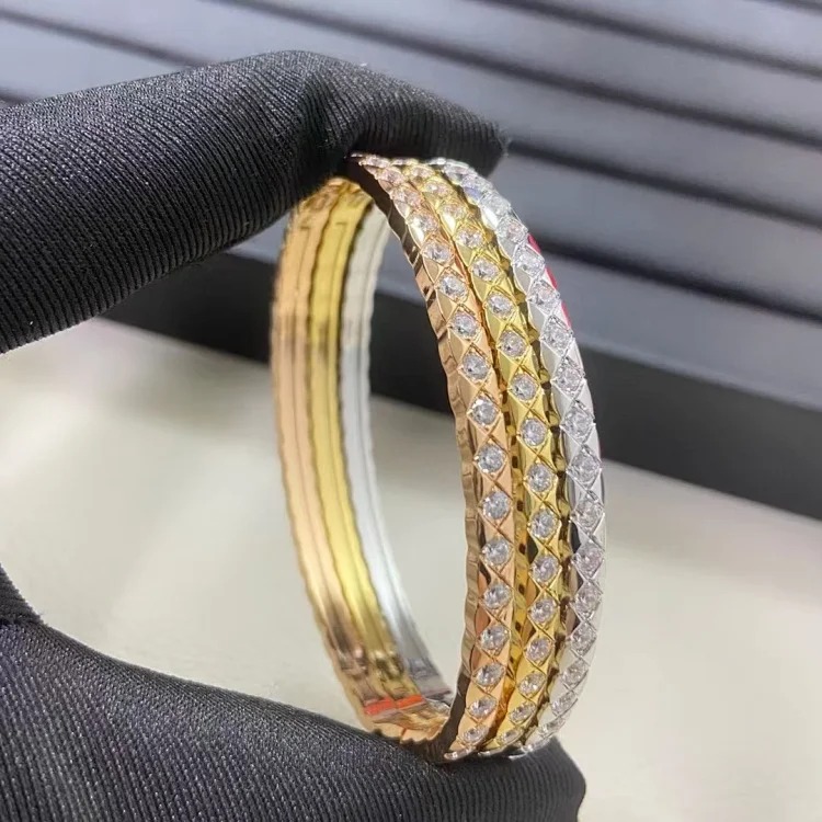 High Xiaoxiangjia rhombus full diamond thick gold plating non-fading bracelet COCO Xiaohongshu same style bracelet for women