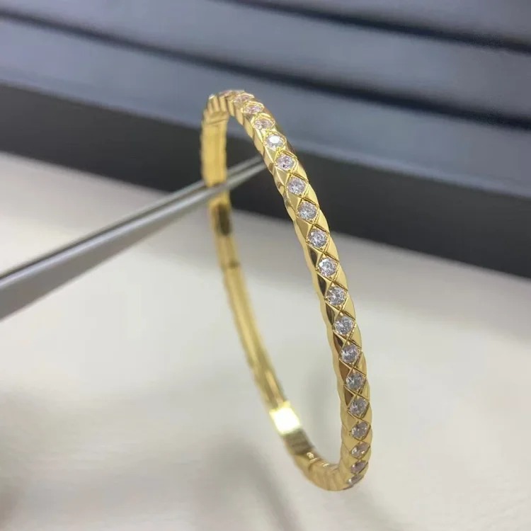High Xiaoxiangjia rhombus full diamond thick gold plating non-fading bracelet COCO Xiaohongshu same style bracelet for women