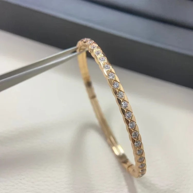 High Xiaoxiangjia rhombus full diamond thick gold plating non-fading bracelet COCO Xiaohongshu same style bracelet for women